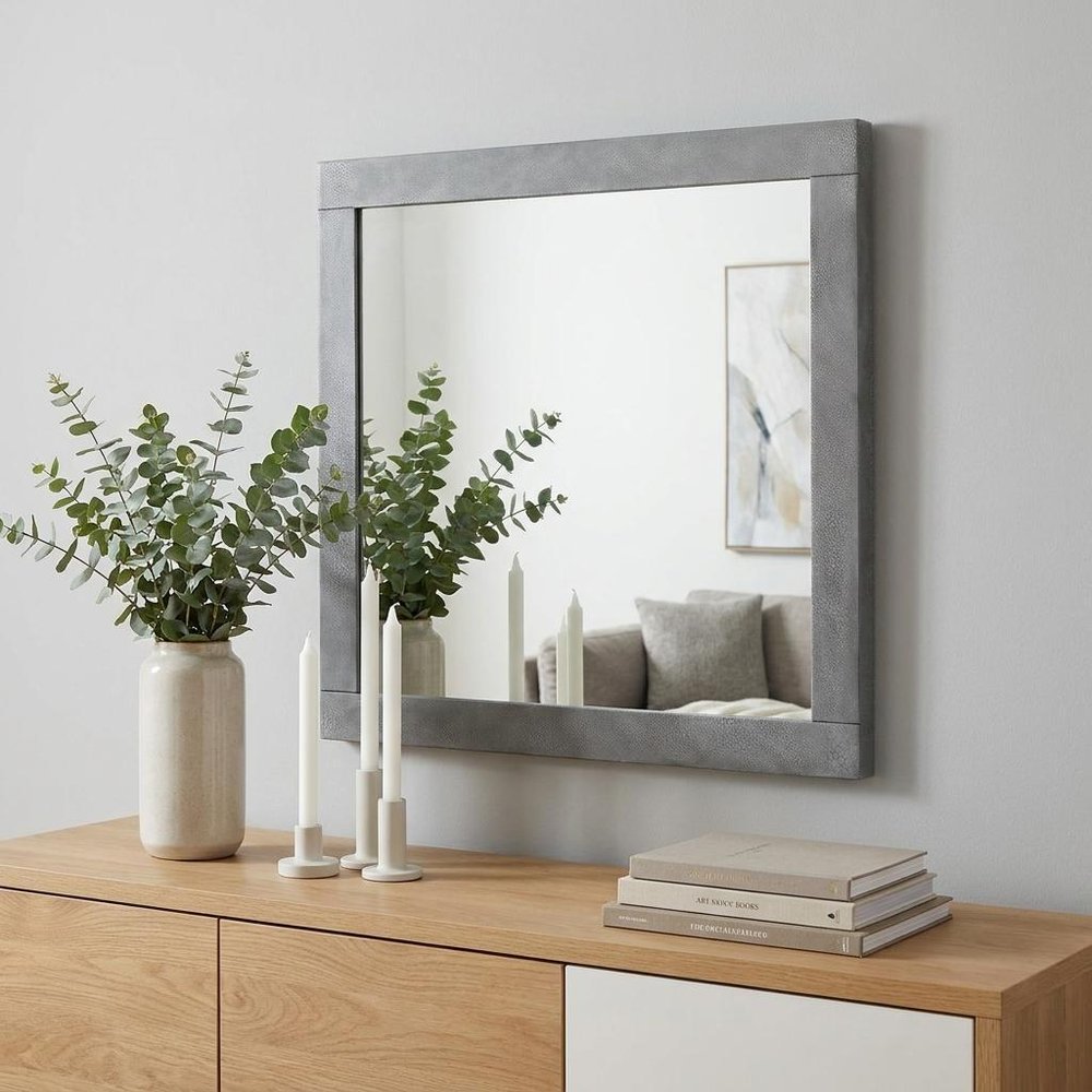 Gray Wood Framed Accent Mirror - 35-inch