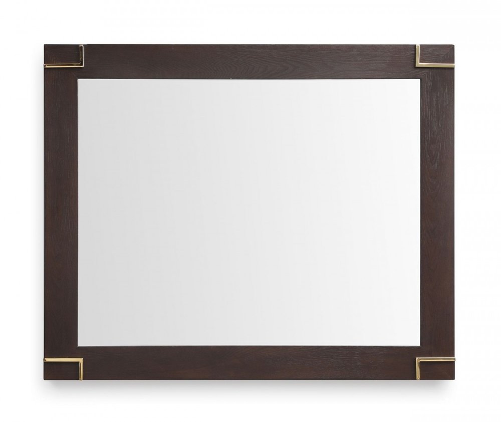 Brown and Gold Wood Framed Accent Mirror - 33-inch