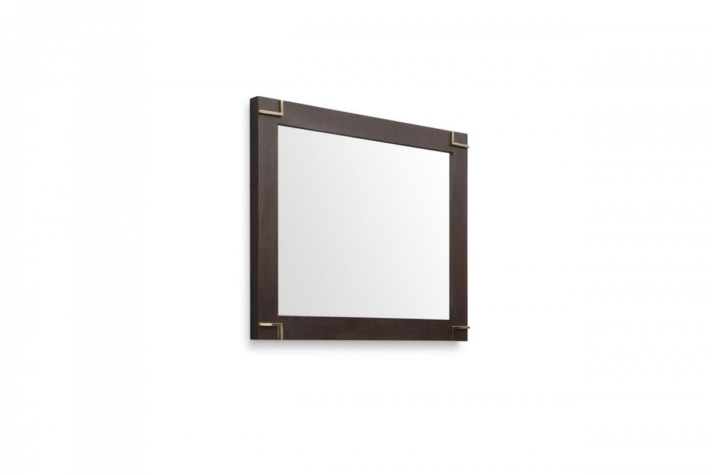 Brown and Gold Wood Framed Accent Mirror - 33-inch