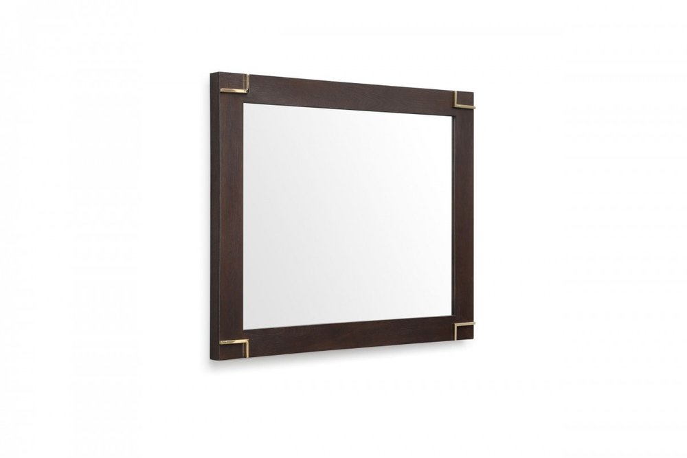 Brown and Gold Wood Framed Accent Mirror - 33-inch