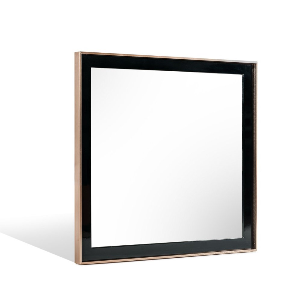 Rose Gold and Black Wood and Metal Framed Accent Mirror - 39-inch