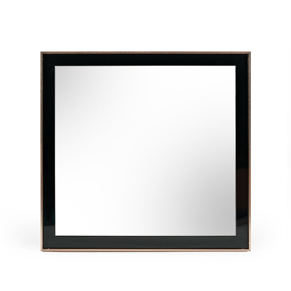 Rose Gold and Black Wood and Metal Framed Accent Mirror - 39-inch