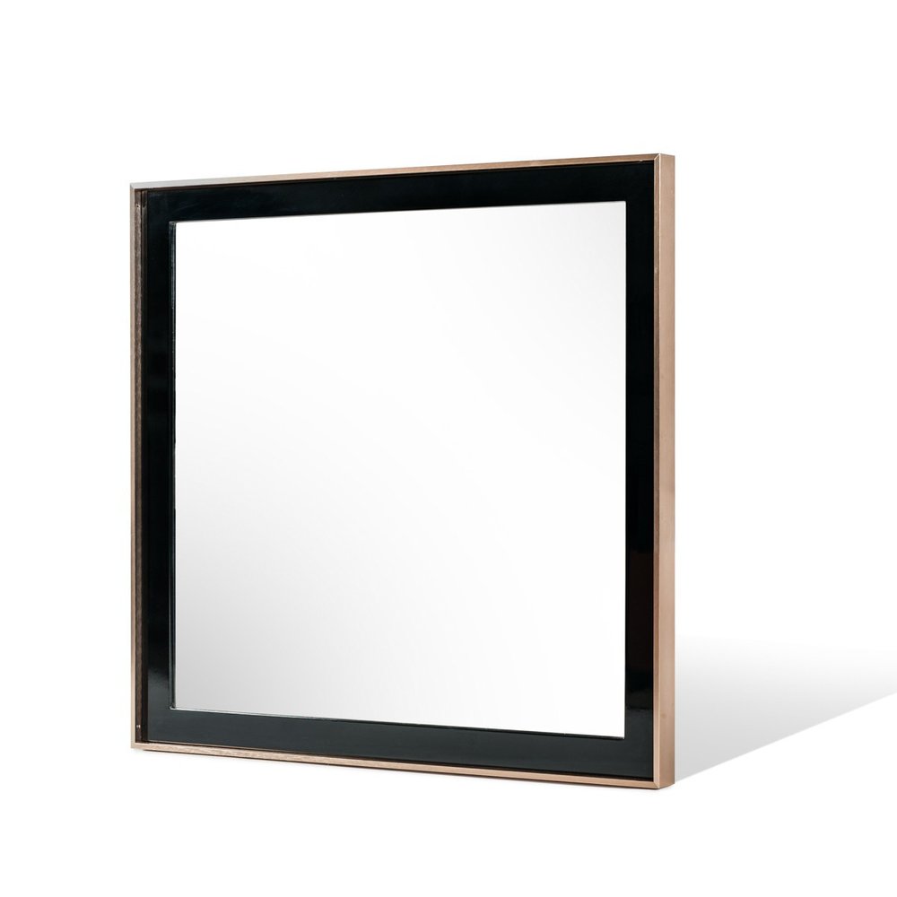 Rose Gold and Black Wood and Metal Framed Accent Mirror - 39-inch
