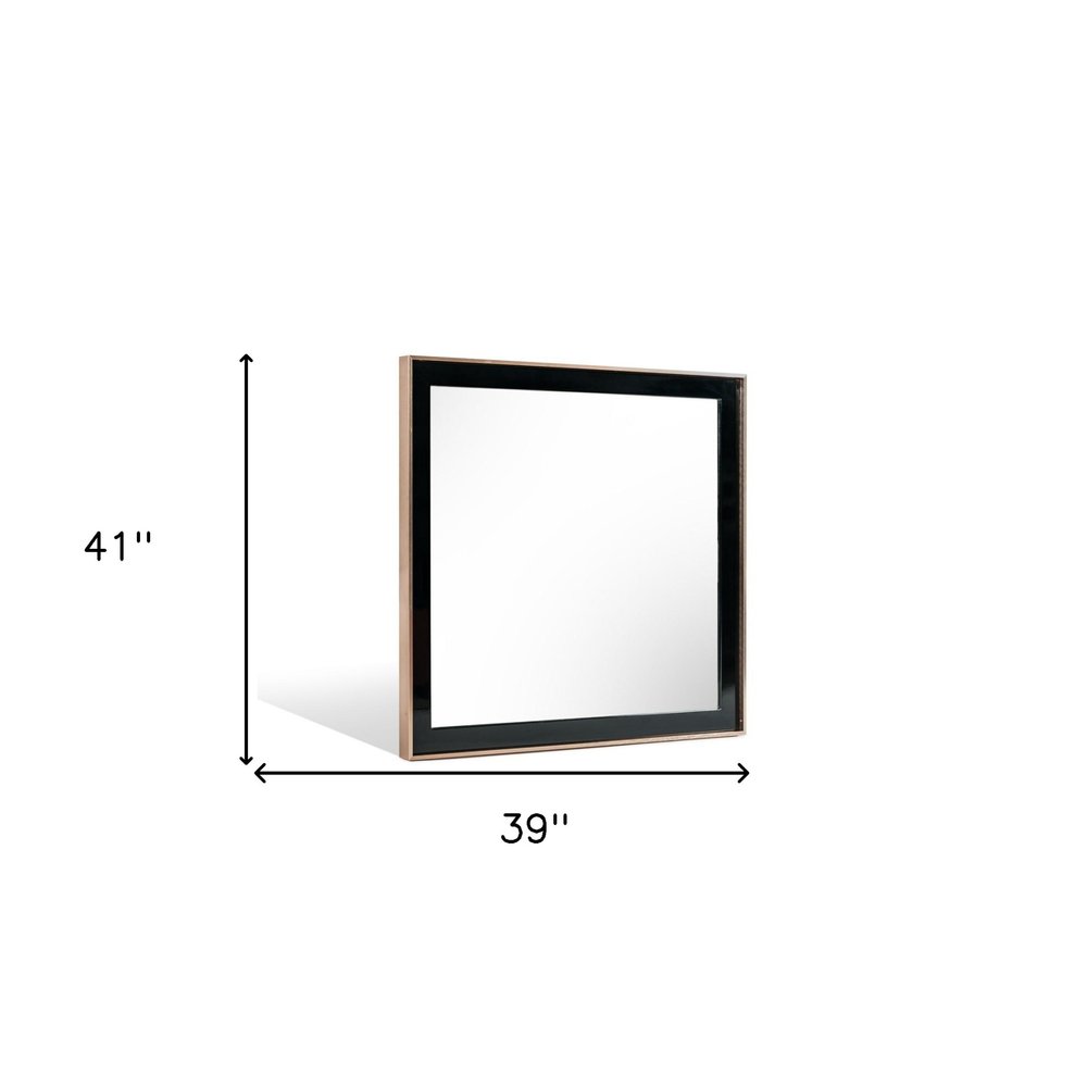 Rose Gold and Black Wood and Metal Framed Accent Mirror - 39-inch