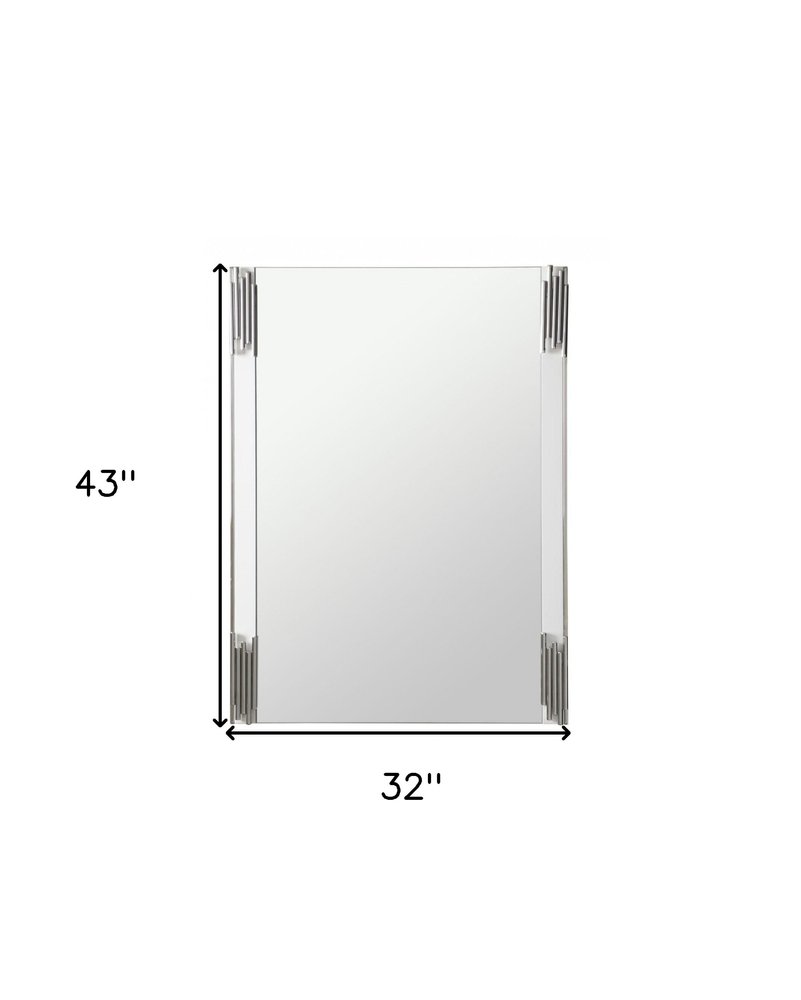 White Steel Framed Accent Mirror - 43-inch