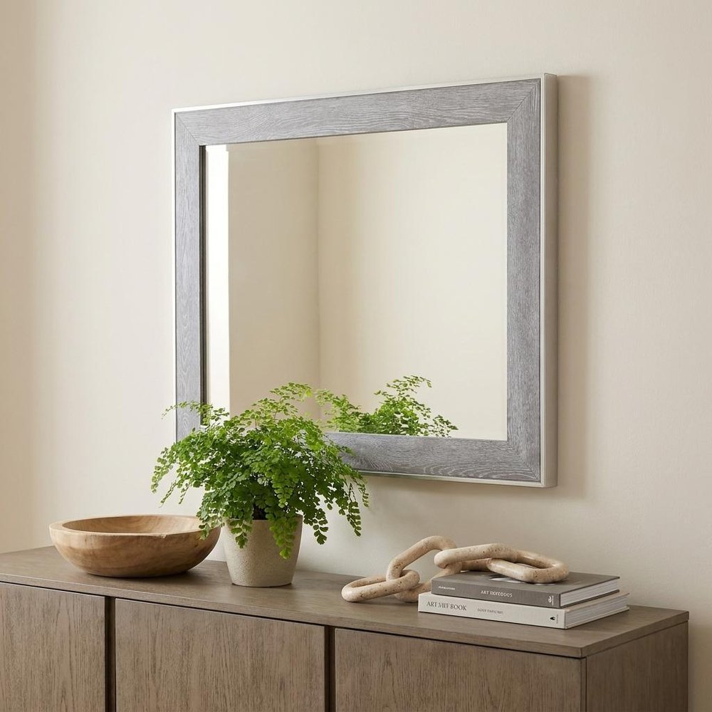 Gray and Silver Wood and Metal Framed Accent Mirror - 40-inch