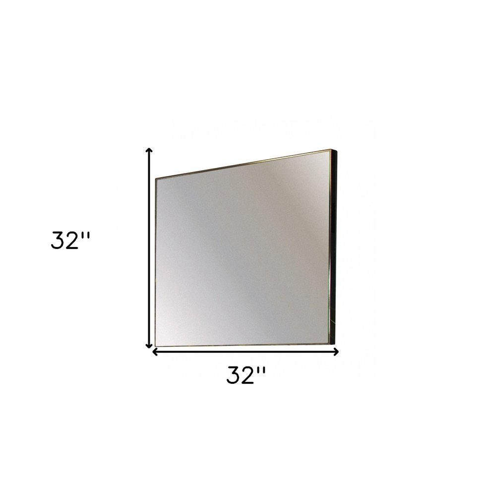 Gray Square Metal Framed Accent Mirror - 32-inch