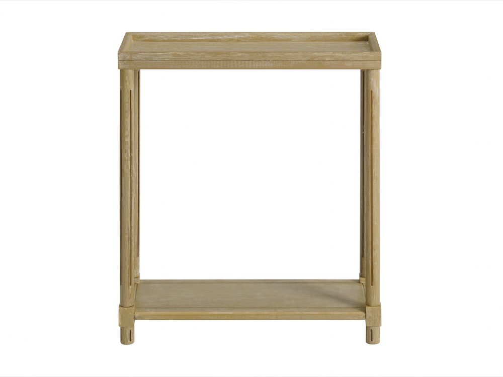 Set of Two 24 Oak Brown Wood Rectangular End Tables with Shelf