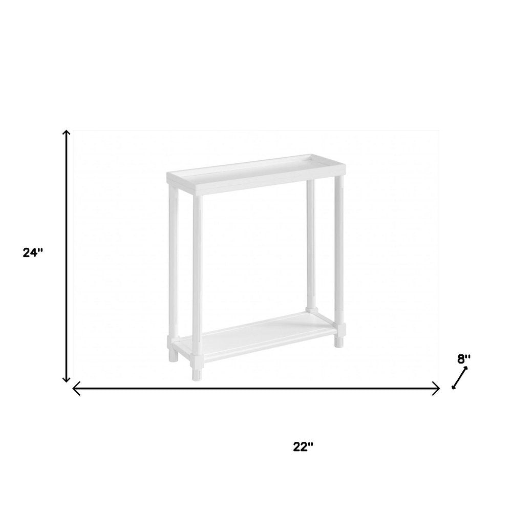 Set of Two 24 White Wood Rectangular End Tables with Shelf