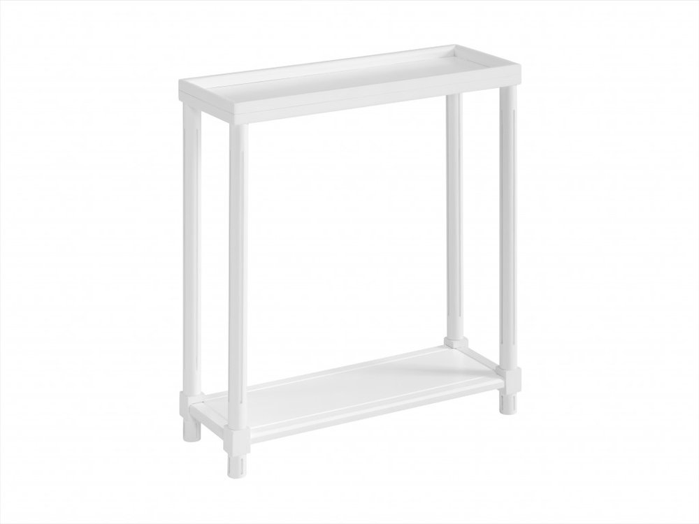 Set of Two 24 White Wood Rectangular End Tables with Shelf