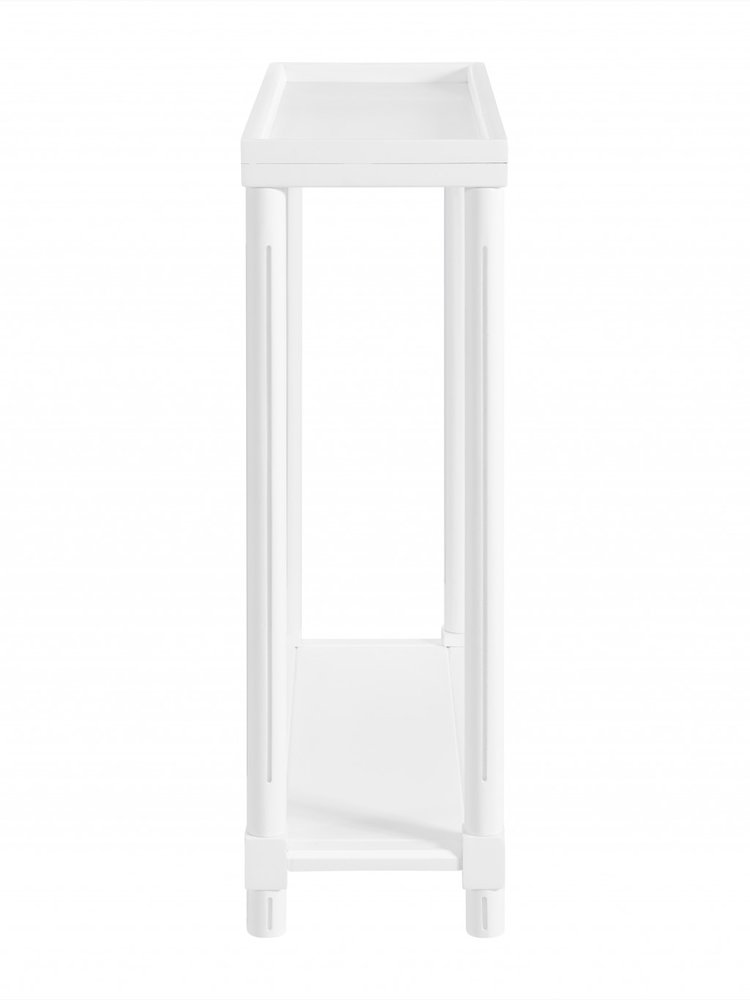 Set of Two 24 White Wood Rectangular End Tables with Shelf