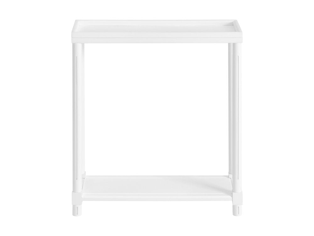 Set of Two 24 White Wood Rectangular End Tables with Shelf