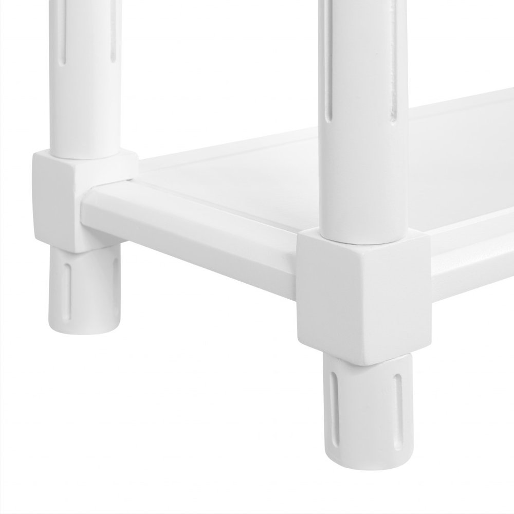 Set of Two 24 White Wood Rectangular End Tables with Shelf