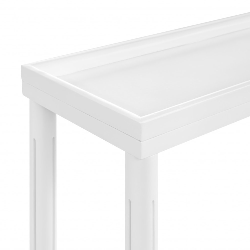 Set of Two 24 White Wood Rectangular End Tables with Shelf