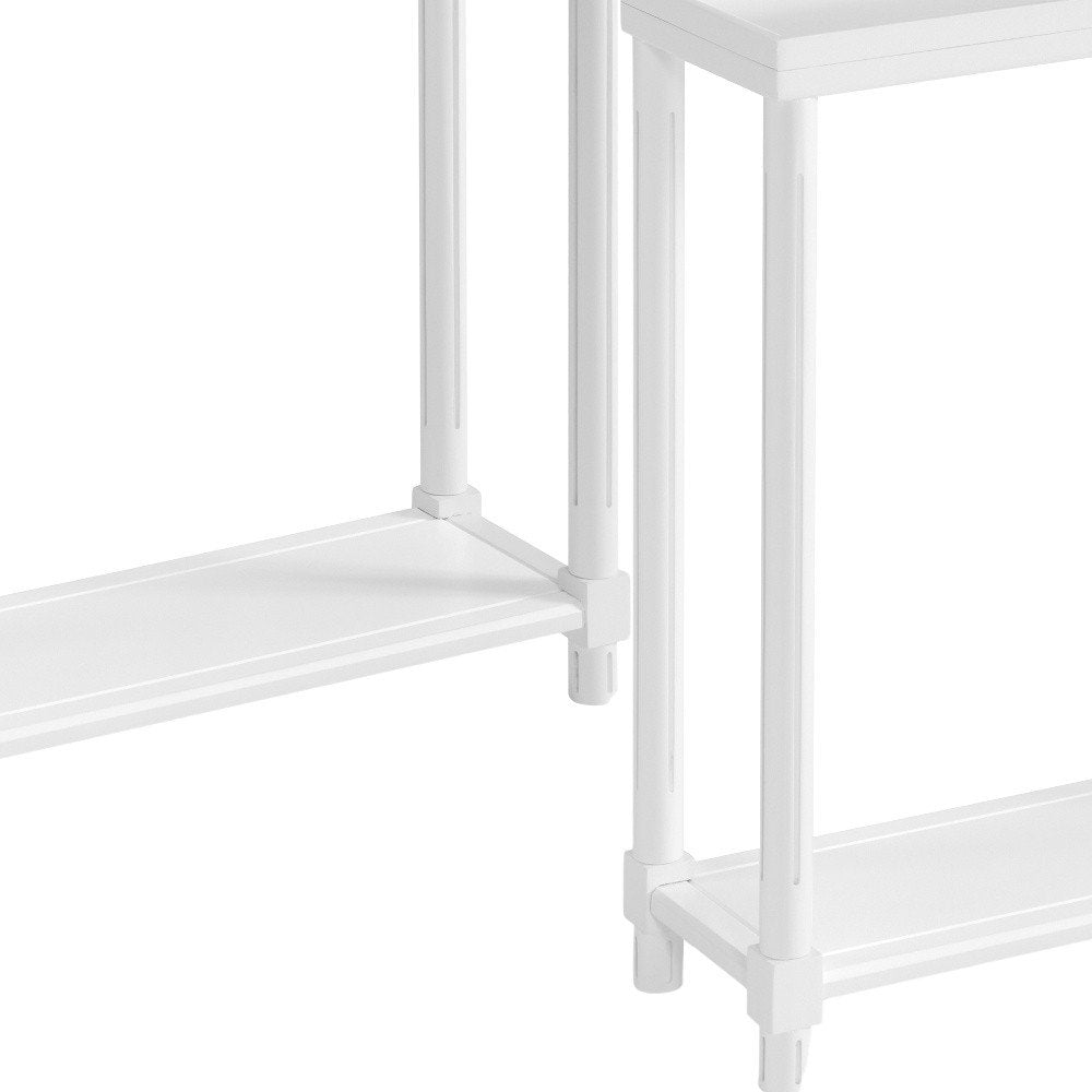 Set of Two 24 White Wood Rectangular End Tables with Shelf