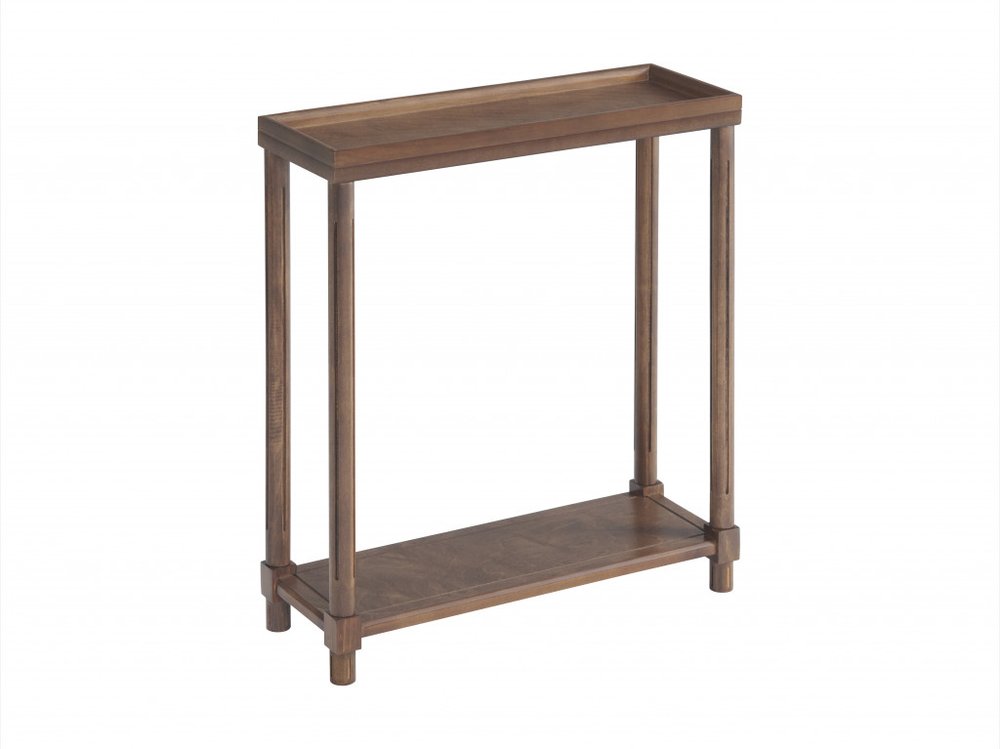 Set of Two 24 Brown Wood Rectangular End Tables with Shelf