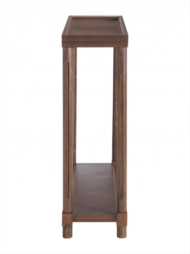 Set of Two 24 Brown Wood Rectangular End Tables with Shelf