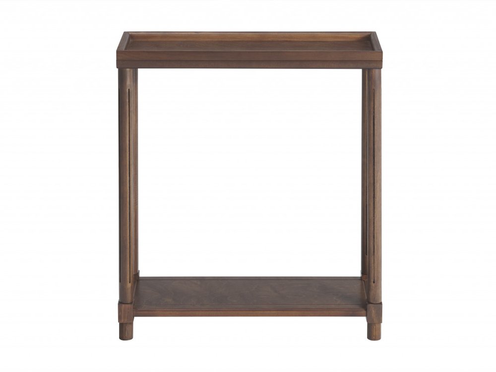 Set of Two 24 Brown Wood Rectangular End Tables with Shelf