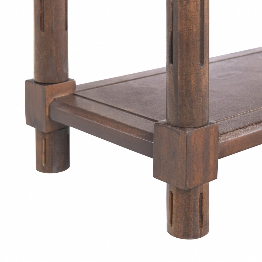 Set of Two 24 Brown Wood Rectangular End Tables with Shelf