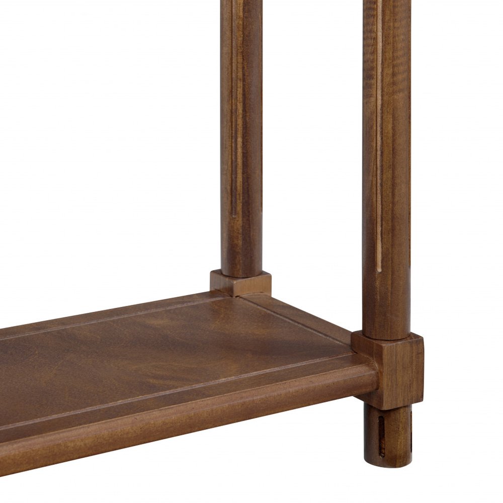 Set of Two 24 Brown Wood Rectangular End Tables with Shelf