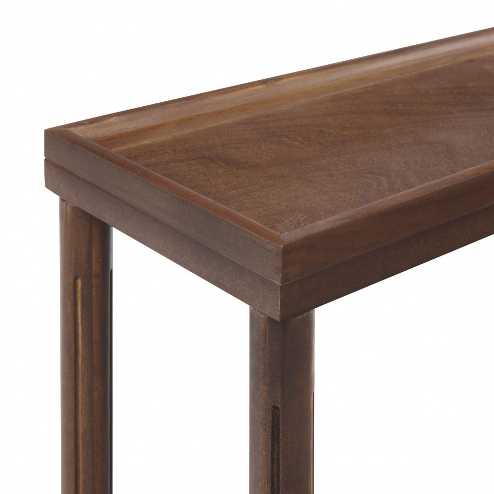Set of Two 24 Brown Wood Rectangular End Tables with Shelf