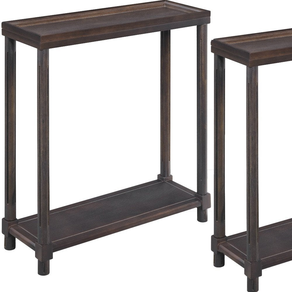 Set of Two 24 Espresso Solid Wood End Tables with Shelf
