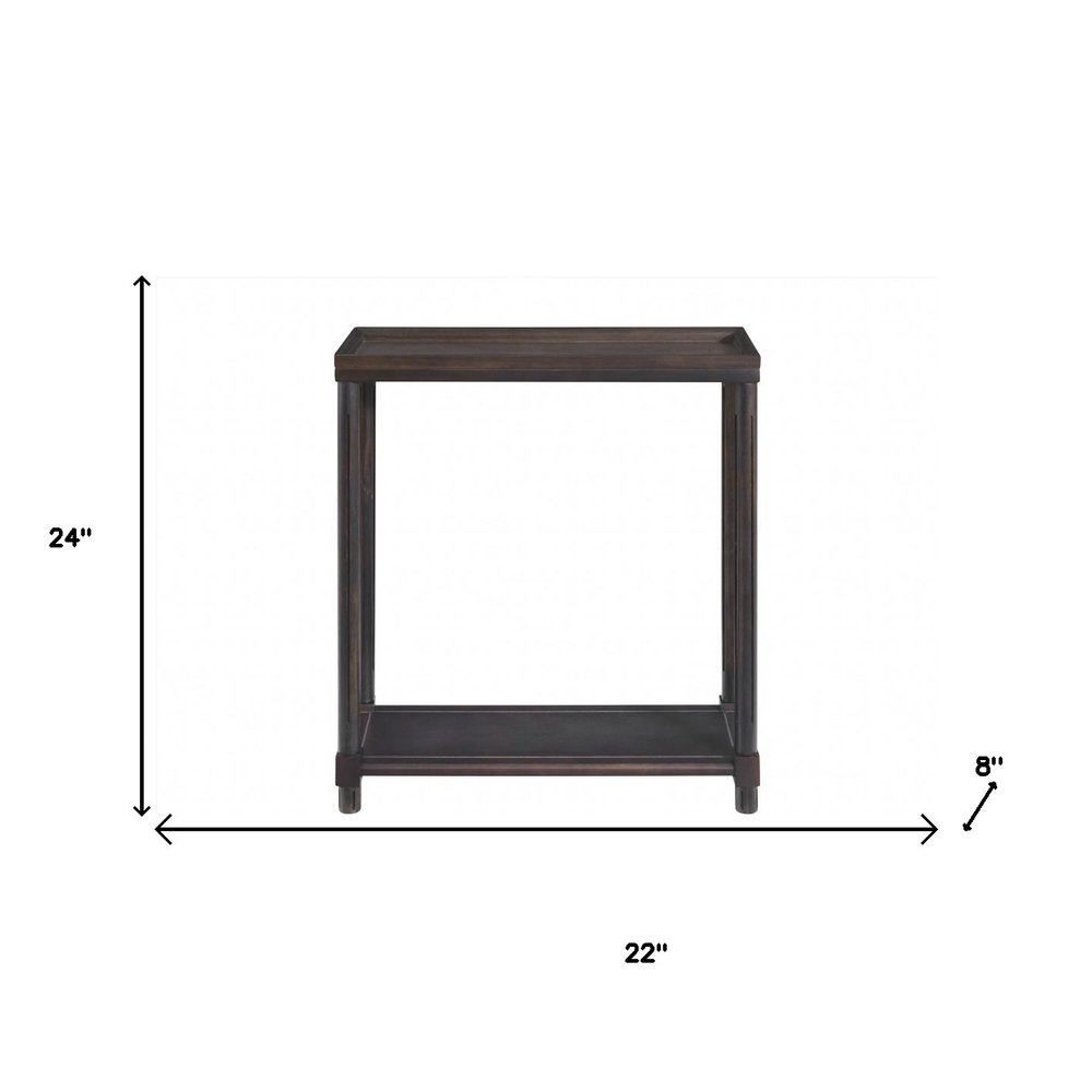Set of Two 24 Espresso Solid Wood End Tables with Shelf