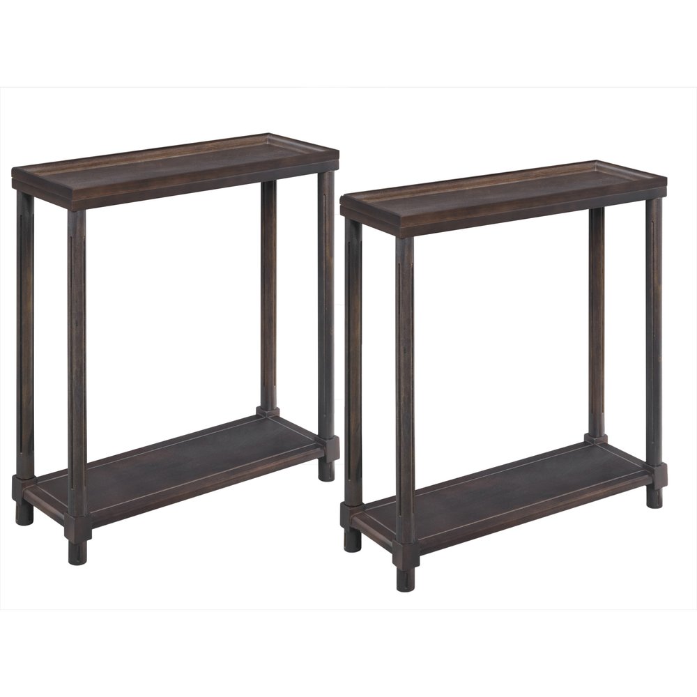 Set of Two 24 Espresso Solid Wood End Tables with Shelf