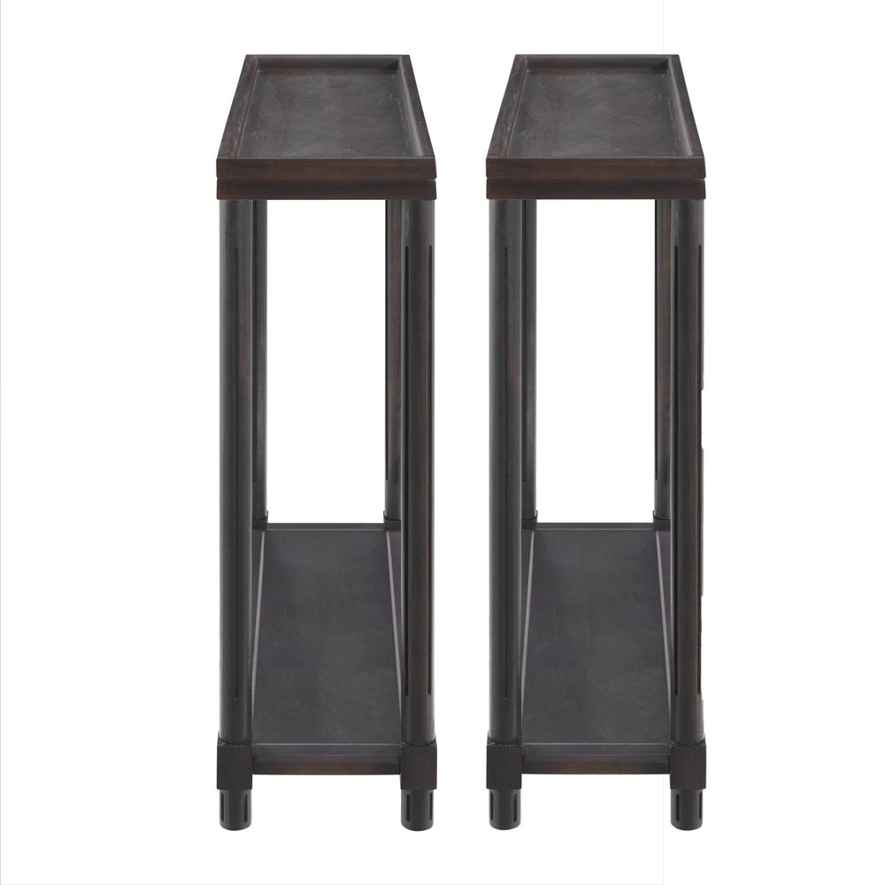 Set of Two 24 Espresso Solid Wood End Tables with Shelf
