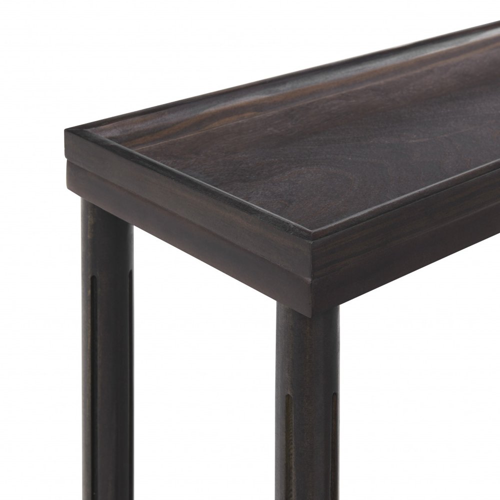 Set of Two 24 Espresso Solid Wood End Tables with Shelf