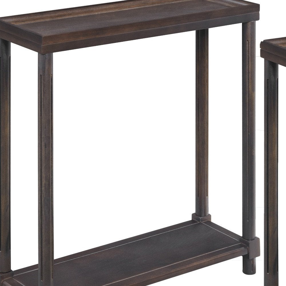Set of Two 24 Espresso Solid Wood End Tables with Shelf