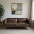 Chocolate and Silver Top Grain Leather Loveseat - 71-inch