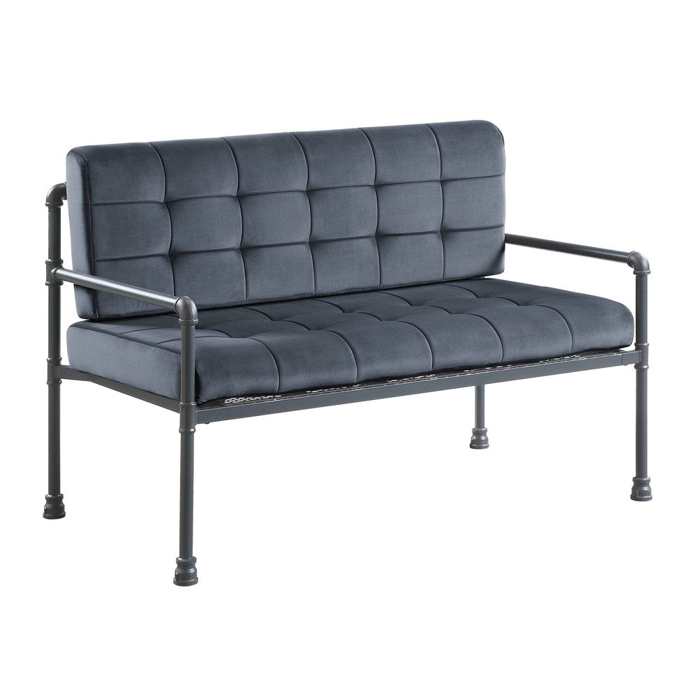 Gray Velvet Loveseat - 51-inch