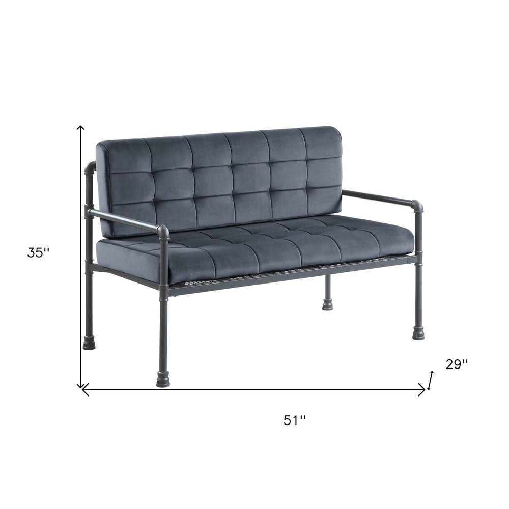 Gray Velvet Loveseat - 51-inch