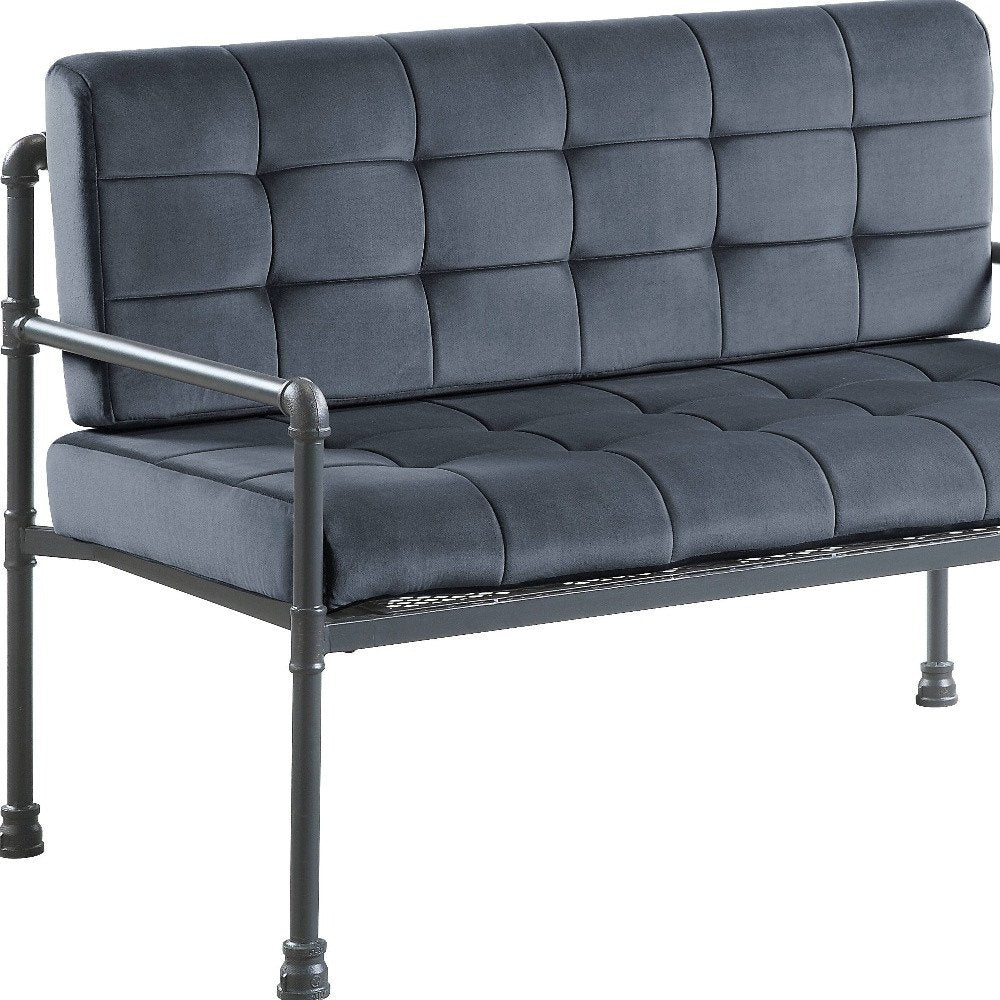 Gray Velvet Loveseat - 51-inch