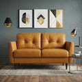 Camel and Brown Leather Loveseat - 59-inch