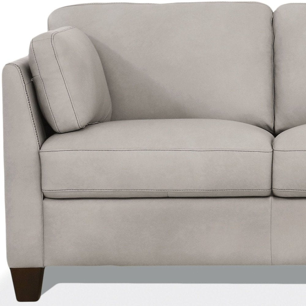 Off White and Brown Leather Loveseat - 59-inch