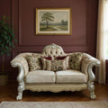 Bone Velvet Loveseat and Toss Pillows - 73-inch