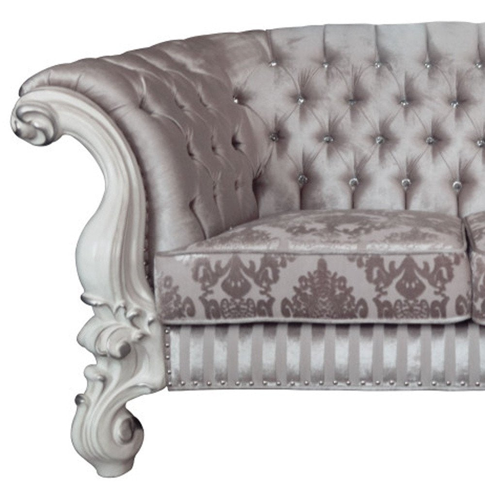 Ivory and Off White Velvet Loveseat and Toss Pillows - 76-inch