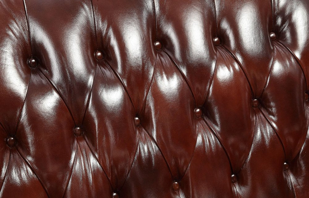 Brown and Walnut Top Grain Leather Curved Loveseat and Toss Pillows - 69-inch