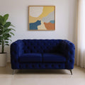 Blue and Silver Velvet Loveseat - 72-inch