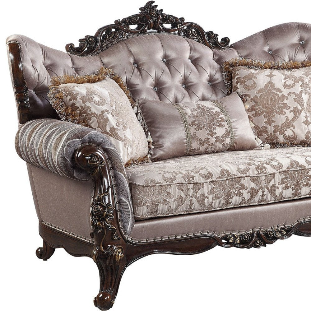 Pink and Brown Loveseat and Toss Pillows - 70-inch