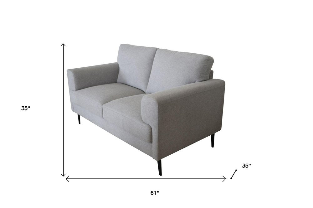 Light Gray and Black Linen Loveseat - 61-inch
