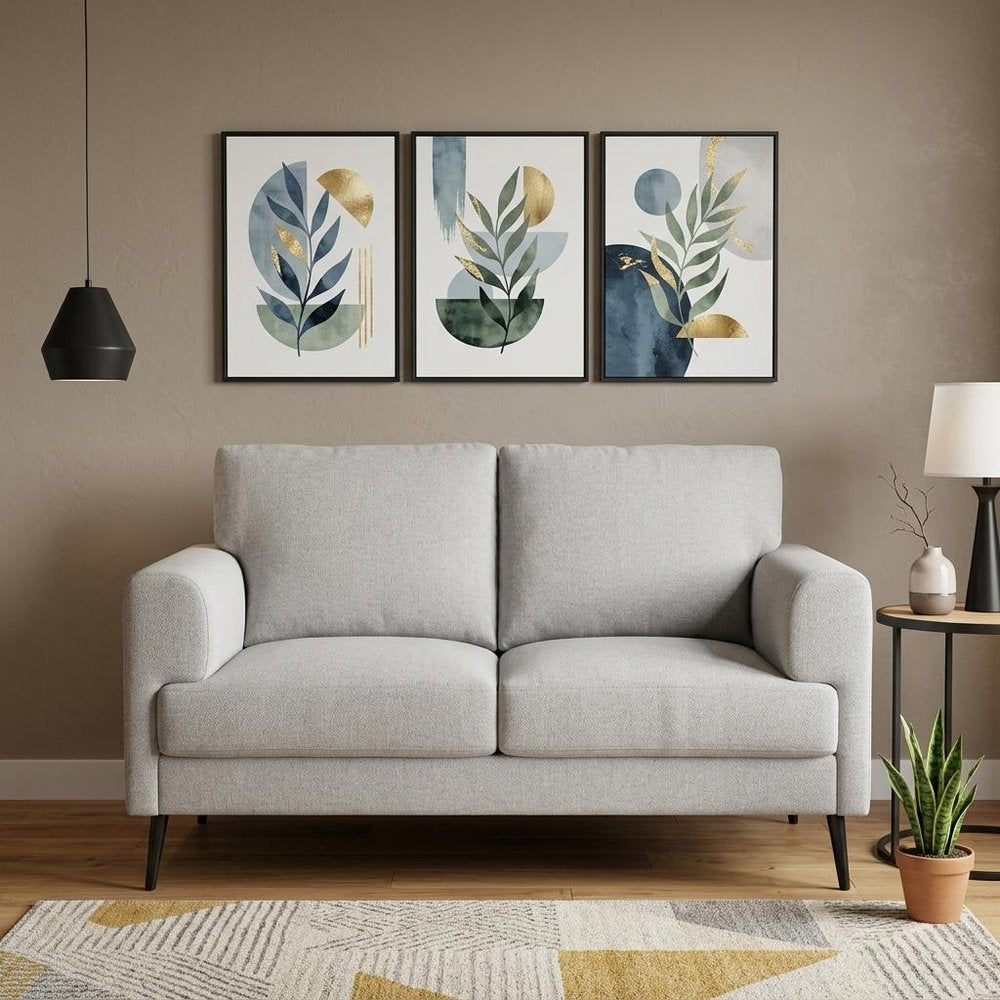 Light Gray and Black Linen Loveseat - 61-inch