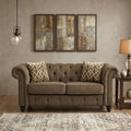 Brown and Dark Brown Linen Loveseat - 67-inch