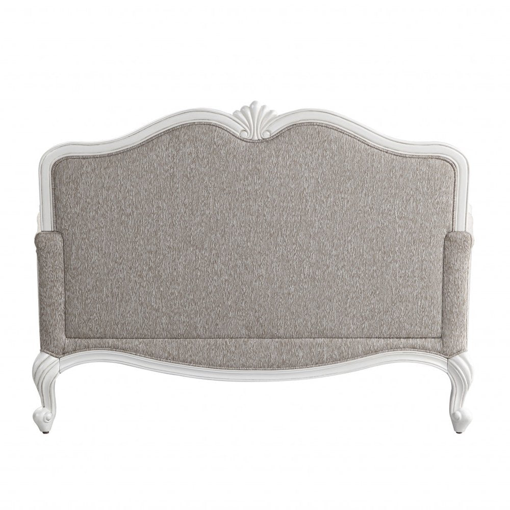 Beige 100% Linen and White Love Seat - 64-inch