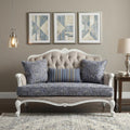 Beige 100% Linen and White Love Seat - 64-inch