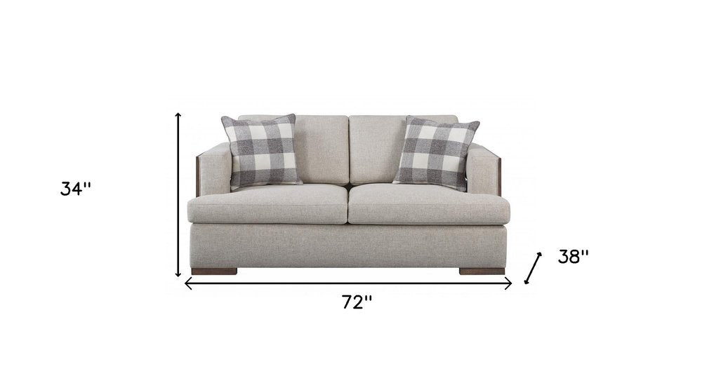 Beige and Brown Linen Loveseat - 72-inch