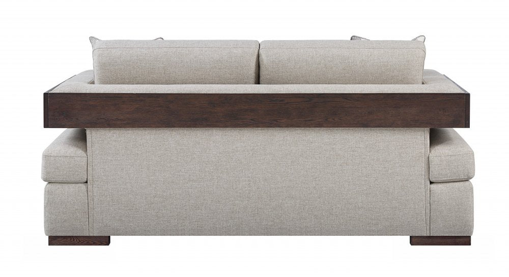 Beige and Brown Linen Loveseat - 72-inch