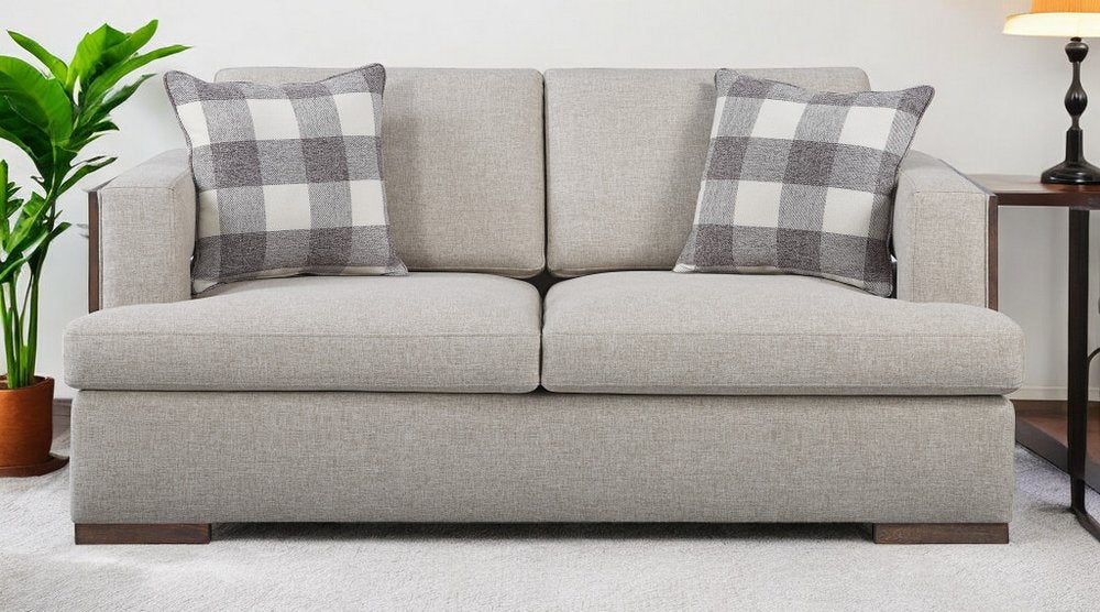 Beige and Brown Linen Loveseat - 72-inch